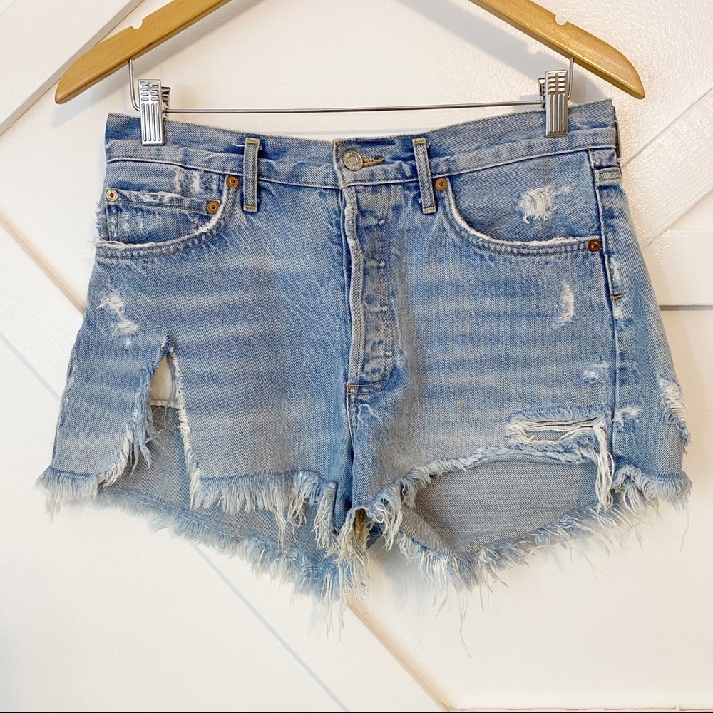 Agolde Parker Vintage Cut-Off High Rise Distressed Denim Jean Shorts Sz 26 - Picture 3 of 12
